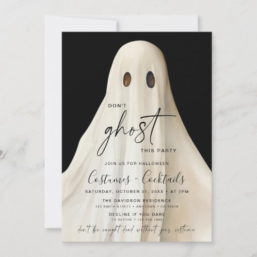 Ghost Halloween-Party Einladung Funny Cocktails (Vorderseite)