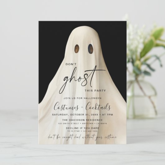 Ghost Halloween-Party Einladung Funny Cocktails (Stehend Vorderseite)
