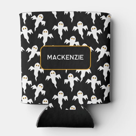 Ghost Halloween Personalisiert Schwarz-Weiß Dosenkühler (Rückseite)