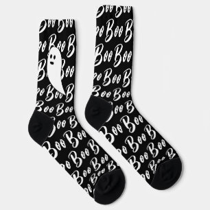 Ghost Halloween Schwarz-Boottextmuster Socken