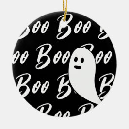 Ghost Halloween Schwarz-weiß Boom Keramik Ornament