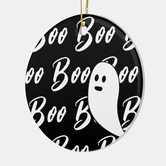 Ghost Halloween Schwarz-weiß Boom Keramik Ornament (Links)