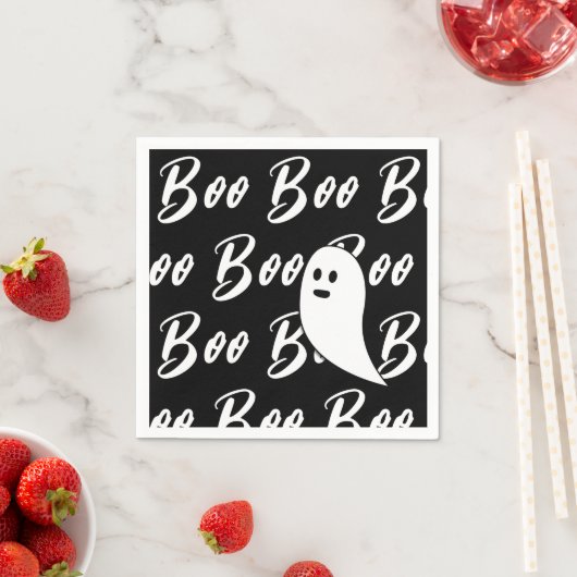 Ghost Halloween Schwarz-Weiß-Boom-Muster Serviette (Beispiel)