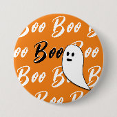 Ghost Halloween Schwarz-weiß-Orangenbob Button (Vorderseite)
