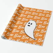 Ghost Halloween Schwarz-weiß-Orangenbob Geschenkpapier (Ungerollt)