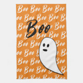 Ghost Halloween Schwarz-weiß-Orangenbob Geschirrtuch (Vertikal)