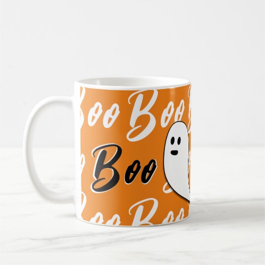 Ghost Halloween Schwarz-weiß-Orangenbob Kaffeetasse (Links)