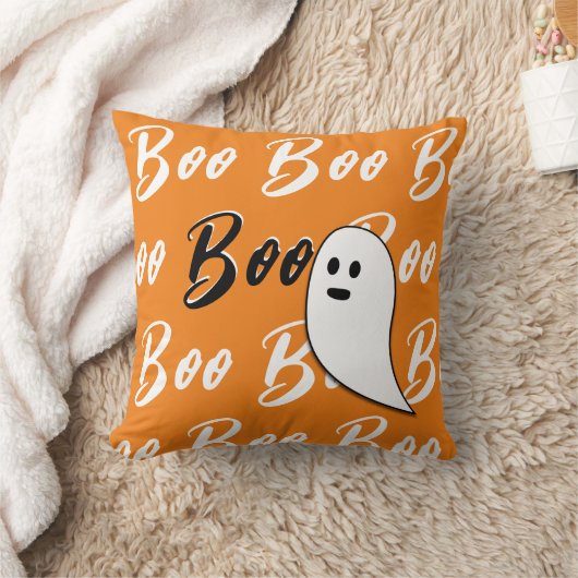 Ghost Halloween Schwarz-weiß-Orangenbob Kissen (Decke)