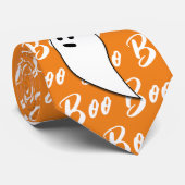 Ghost Halloween Schwarz-weiß-Orangenbob Krawatte (Gerollt)