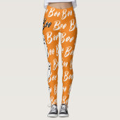 Ghost Halloween Schwarz-weiß-Orangenbob Leggings (Vorderseite)