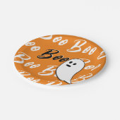 Ghost Halloween Schwarz-weiß-Orangenbob Pappteller (Schrägansicht)