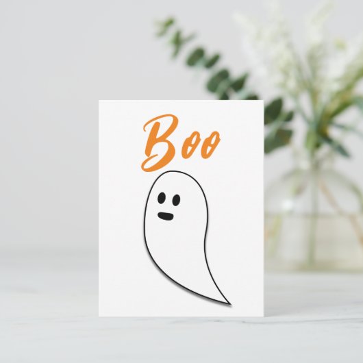 Ghost Halloween Schwarz-weiß-Orangenbob Postkarte (Stehend Vorderseite)
