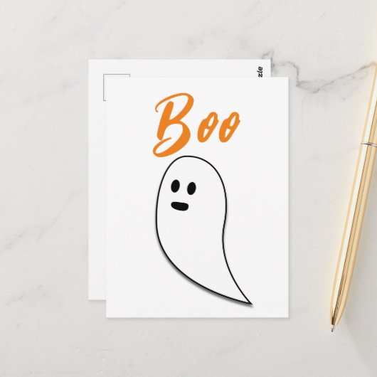 Ghost Halloween Schwarz-weiß-Orangenbob Postkarte (Vorderseite/Rückseite Beispiel)