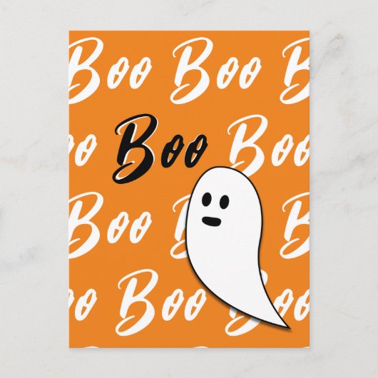 Ghost Halloween Schwarz-weiß-Orangenbob Postkarte (Vorderseite)