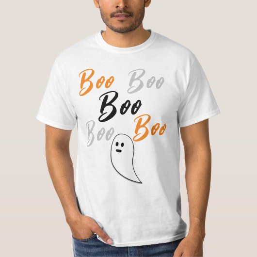 Ghost Halloween Schwarz-weiß-Orangenbob T-Shirt (Vorderseite)
