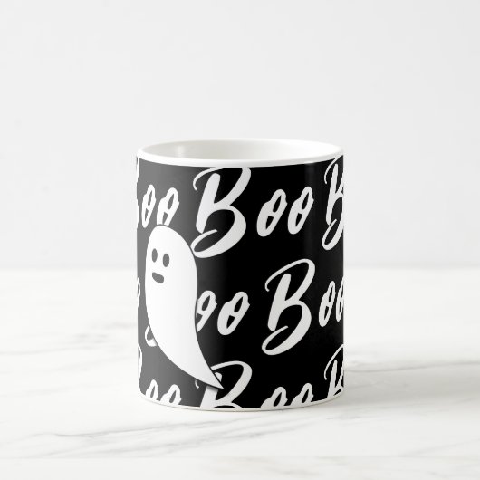 Ghost Halloween Schwarz-Weiß-Text-Muster Kaffeetasse (Mittel)