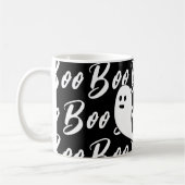 Ghost Halloween Schwarz-Weiß-Text-Muster Kaffeetasse (Links)
