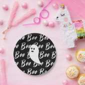 Ghost Halloween Schwarz-Weiß-Text-Muster Pappteller (Party)