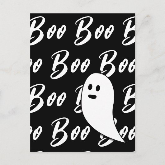Ghost Halloween Schwarz-Weiß-Text-Muster Postkarte (Vorderseite)