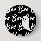 Ghost Halloween Schwarz-weißes Boom-Muster Button (Vorderseite)