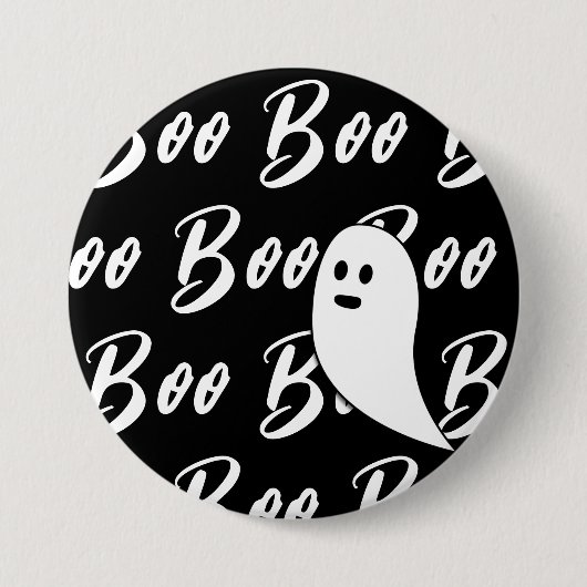 Ghost Halloween Schwarz-weißes Boom-Muster Button (Vorderseite)