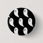 Ghost Halloween Schwarz-weißes niedliches Muster Button (Vorderseite)