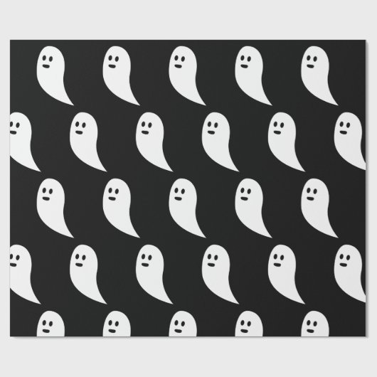 Ghost Halloween Schwarz-weißes niedliches Muster Geschenkpapier (Flach)