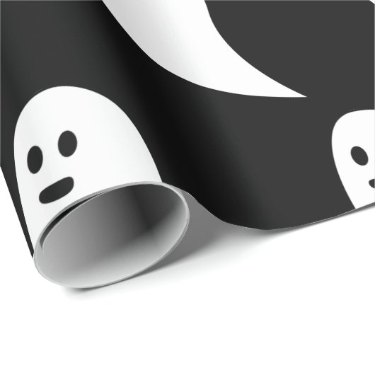 Ghost Halloween Schwarz-weißes niedliches Muster Geschenkpapier (Rolleneckpunkt)