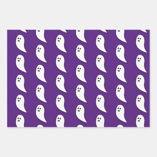 Ghost Halloween Schwarz-weißes niedliches Muster Geschenkpapier Set (Vorderseite 2)
