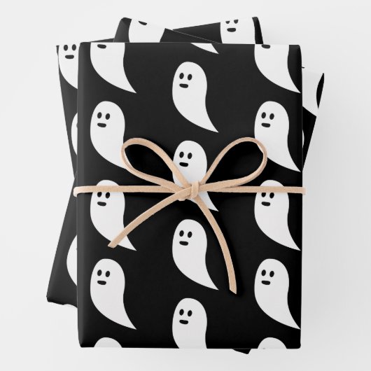 Ghost Halloween Schwarz-weißes niedliches Muster Geschenkpapier Set (Beispiel)