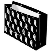 Ghost Halloween Schwarz-weißes niedliches Muster Große Geschenktüte (Vorderseite Schrägansicht)