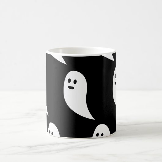 Ghost Halloween Schwarz-weißes niedliches Muster Kaffeetasse (Mittel)