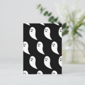 Ghost Halloween Schwarz-weißes niedliches Muster Postkarte (Stehend Vorderseite)