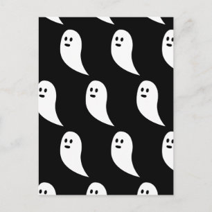 Ghost Halloween Schwarz-weißes niedliches Muster Postkarte