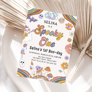 Ghost Halloween Spooky One Groovy 1. Geburtstag Einladung