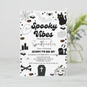 Ghost Halloween Spooky vibes Retro Groovy Geburtst Einladung (Stehend Vorderseite)
