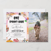 Ghost Halloween Spooky vibes Retro Groovy Geburtst Einladung (Vorderseite)