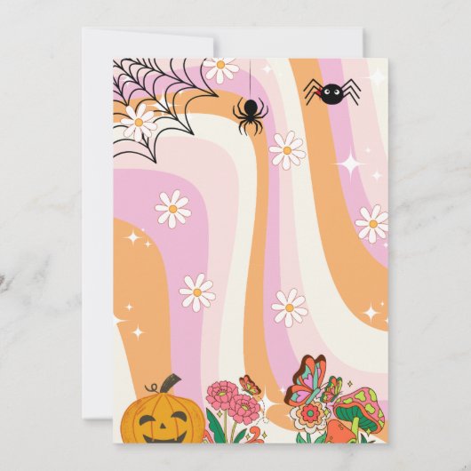 Ghost Halloween Spooky vibes Retro Groovy Geburtst Einladung (Rückseite)