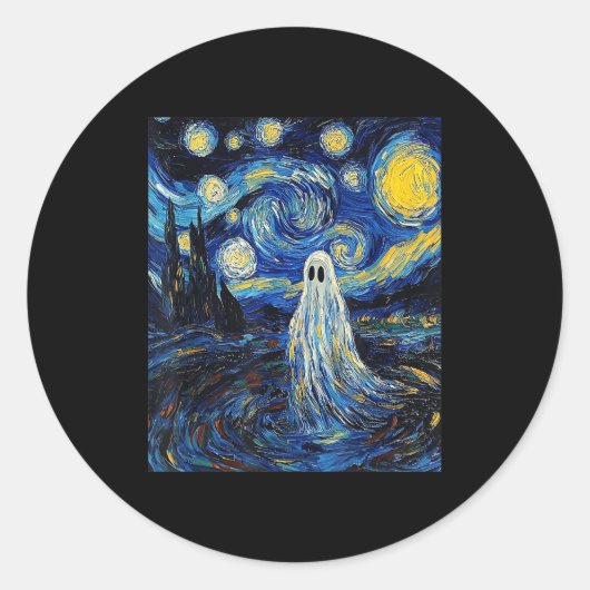 Ghost Halloween - Van Gogh Style - Starry Night  Runder Aufkleber (Vorderseite)