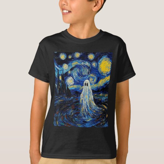 Ghost Halloween - Van Gogh Style - Starry Night T-Shirt (Vorderseite)