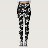 Ghost Halloween weißes Schwarzes Bob Leggings (Vorderseite)