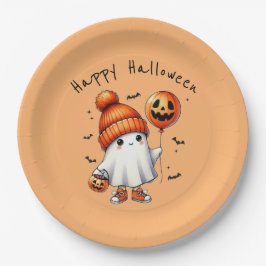 Ghost Happy Halloween Party Paper Plate Pappteller