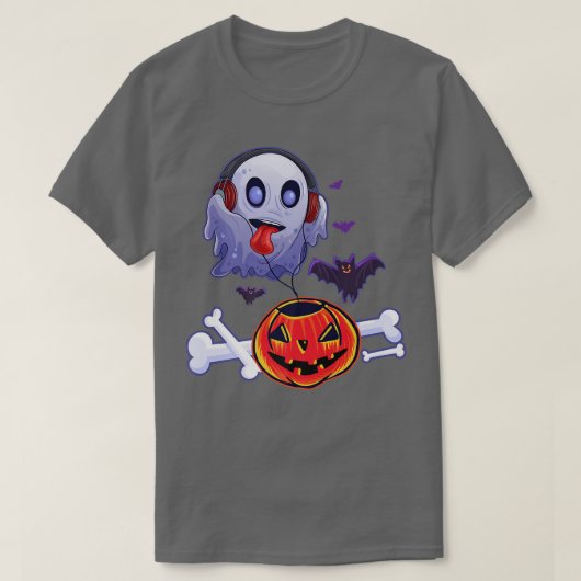 Ghost Hear Music Pumpkin Halloween Männer Frauen K T-Shirt (Design vorne)