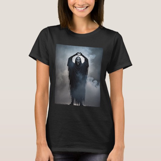 Ghost Heart Hands Beängstigend Face Horror Poster T-Shirt (Vorderseite)