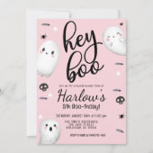 Ghost Hey Boo Pastel Pink Halloween Geburtstag Einladung (Vorderseite)