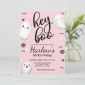 Ghost Hey Boo Pastel Pink Halloween Geburtstag Einladung (Stehend Vorderseite)