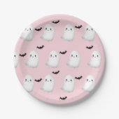 Ghost Hey Boo Pastel Pink Halloween Geburtstag Pappteller (Vorderseite)