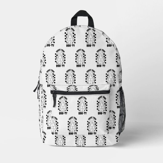 Ghost-Hintern-Design - "Schütteln Sie Ihre Booty" Bedruckter Rucksack (Vorderseite)