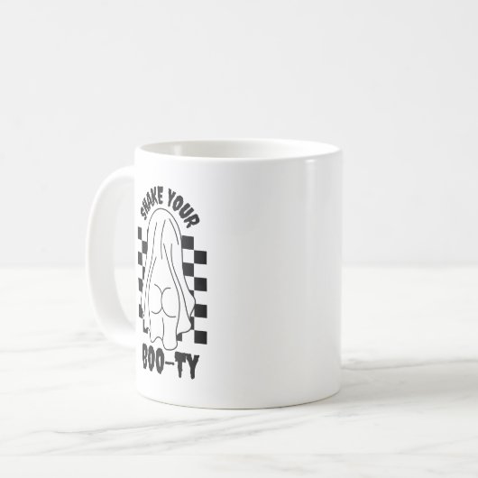 Ghost-Hintern-Design - "Schütteln Sie Ihre Booty" Kaffeetasse (Vorderseite Links)