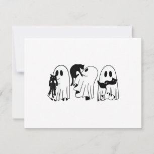 Ghost Holding Black Cat Funny Halloween Cat Liebha Einladung